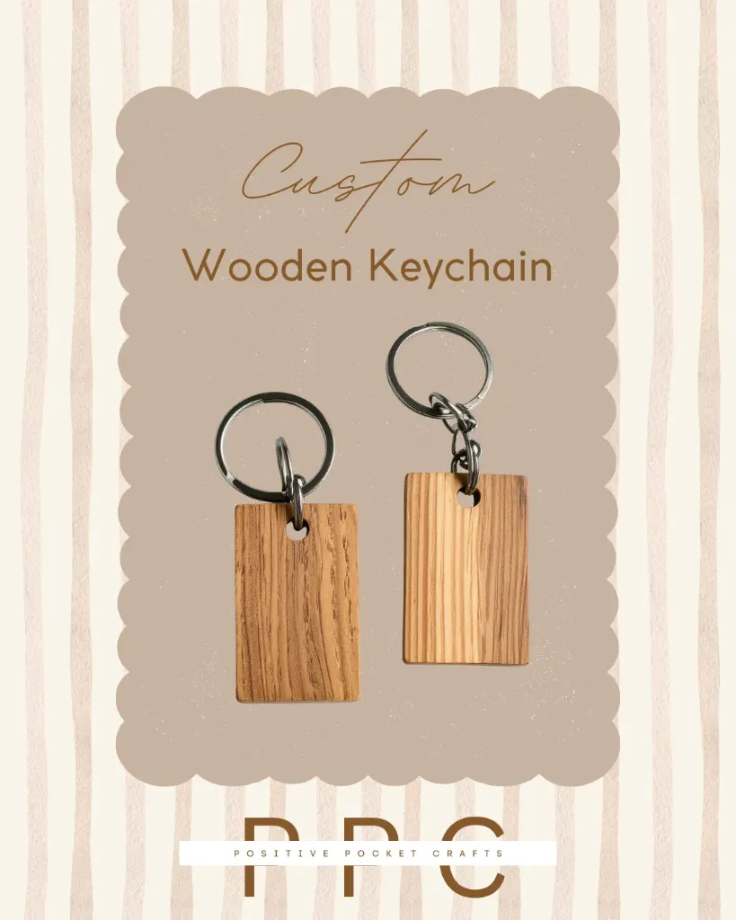 Custom Rectangle Wooden Keychain 53X31 MM