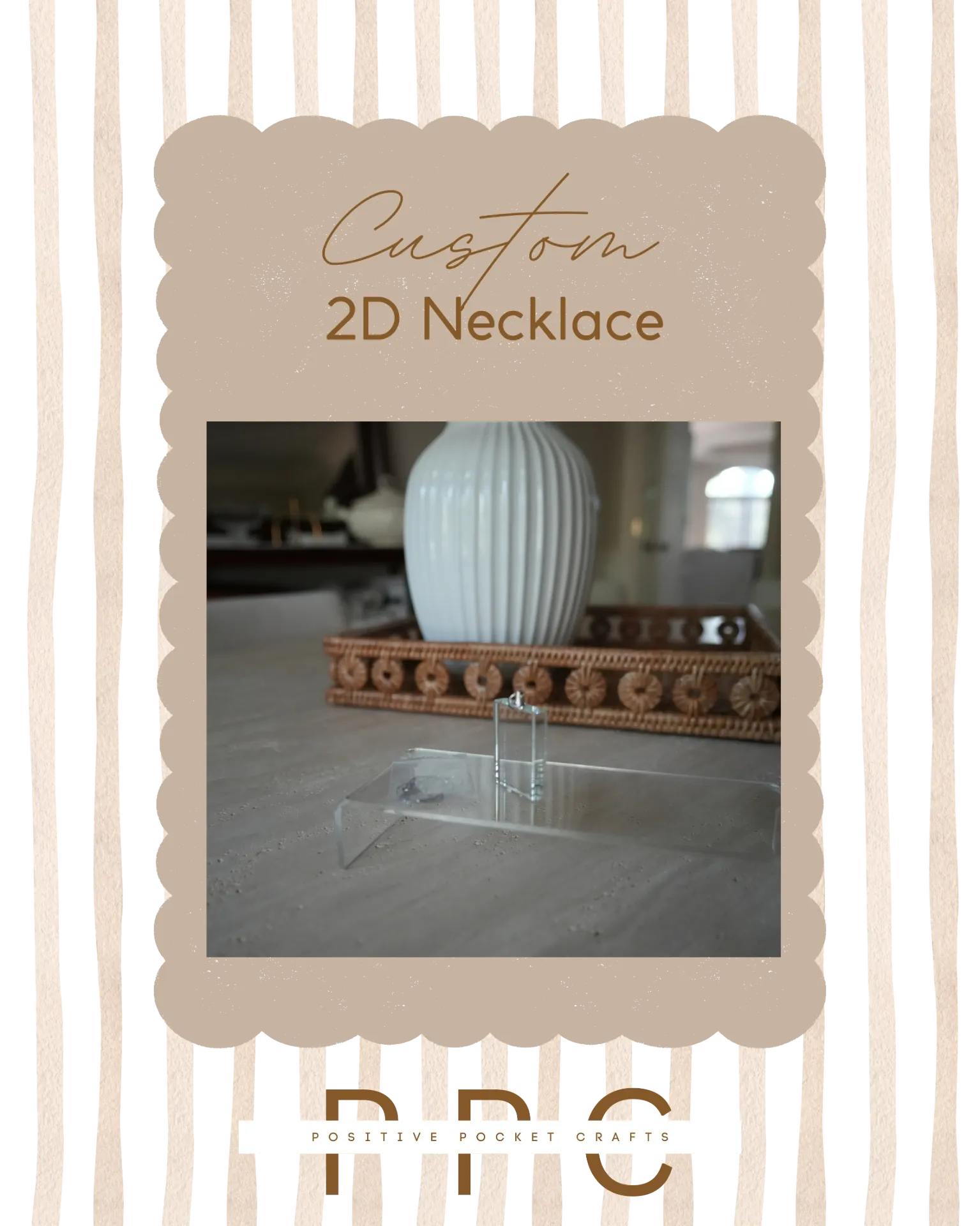 Custom 2D Rectangle Necklace With Chain 40X30X8 MM