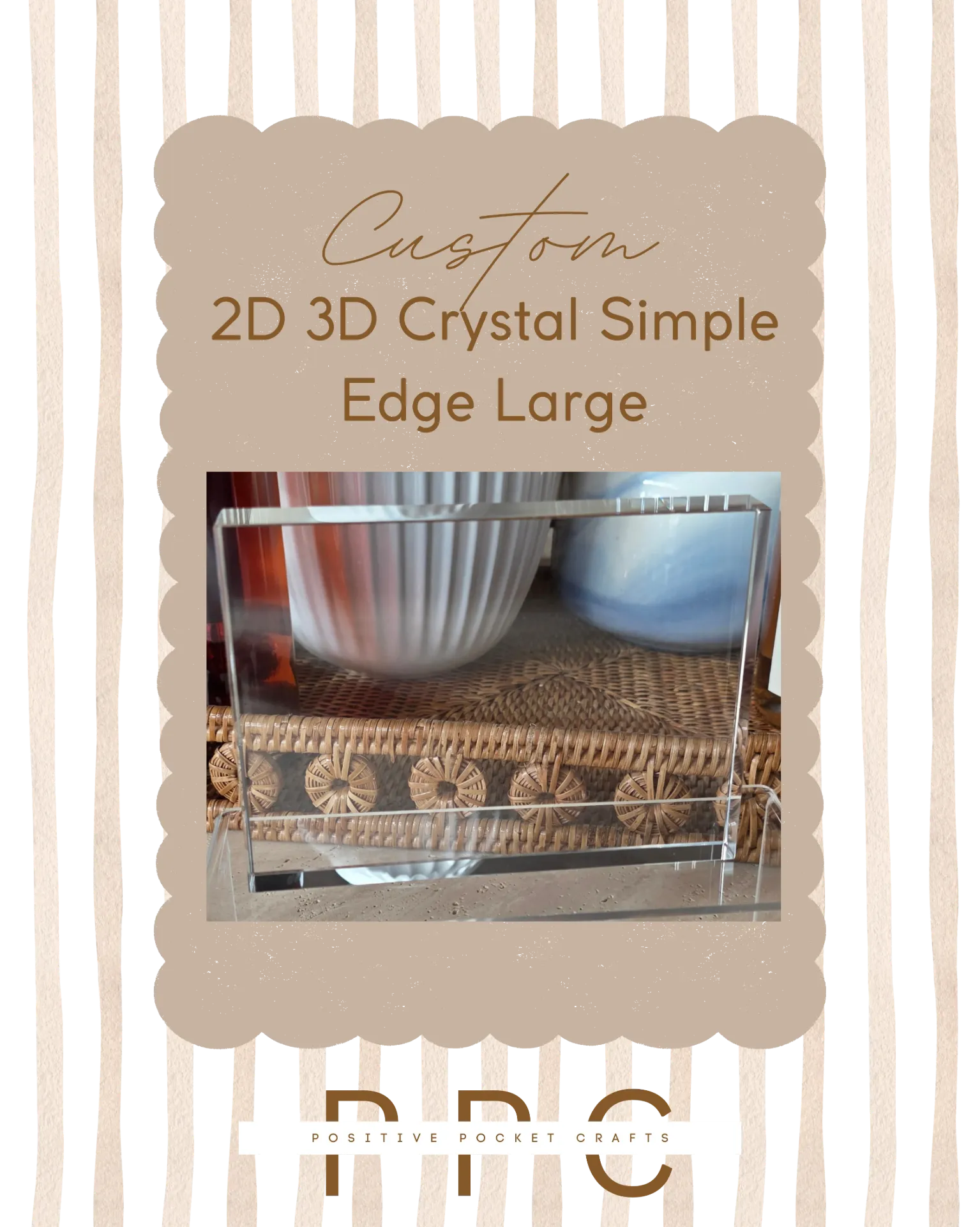 [C2D3DCSELFG001160X120X20MM] Custom 2D 3D Crystal Simple Edge Large 160X120X20 MM