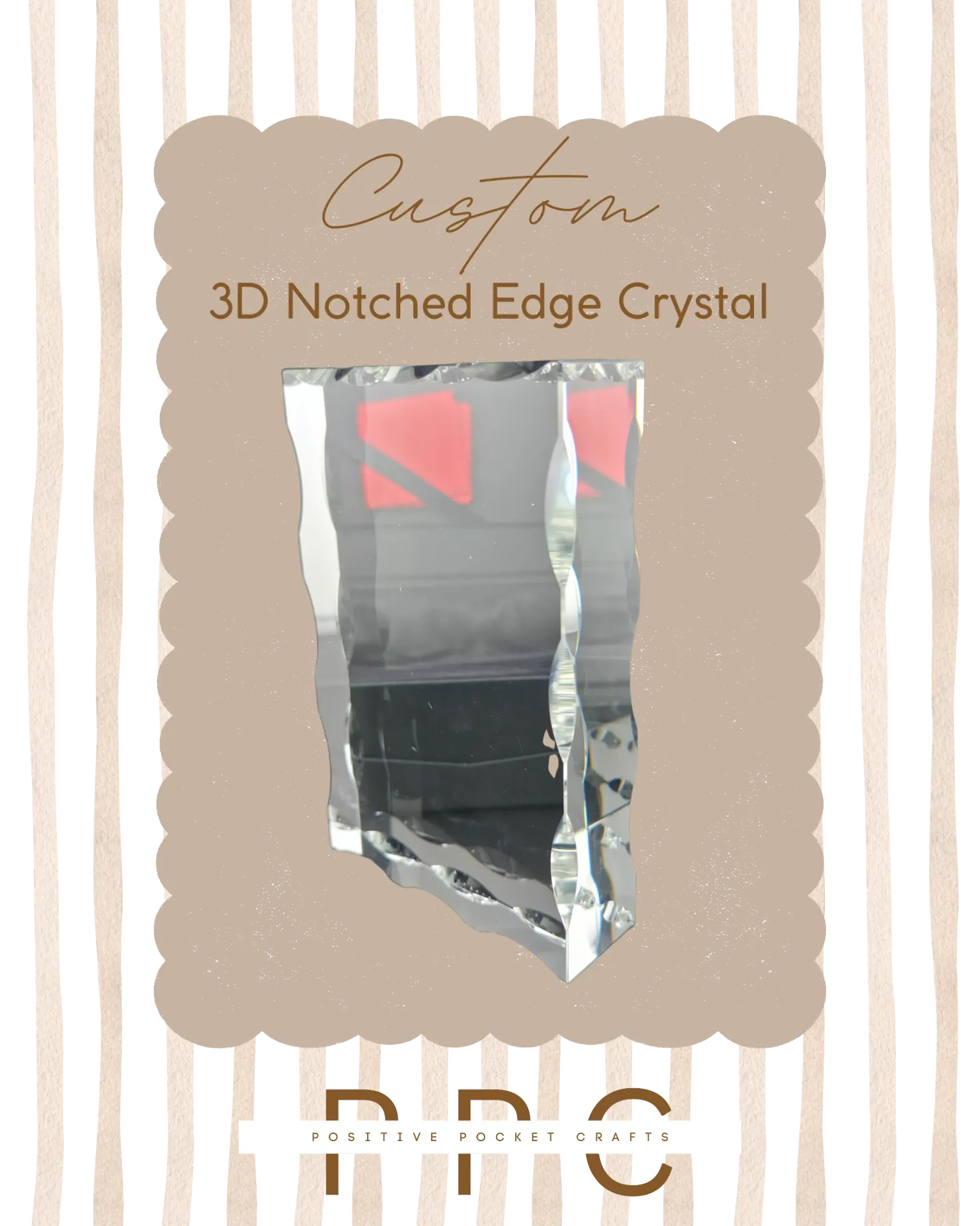 Custom 3D Subsurface Engraved Crystal Rectangle Notched Price Shown When Choosing Size