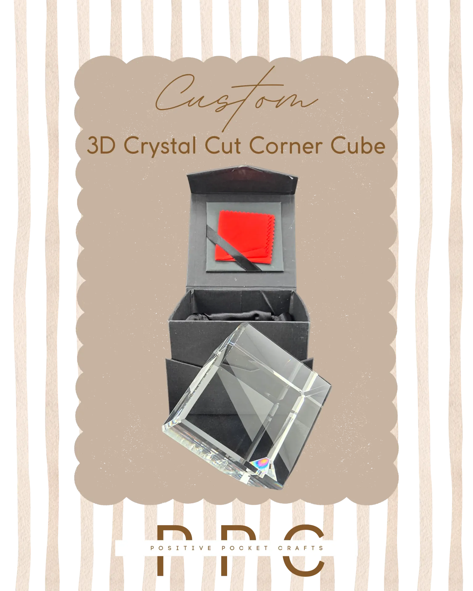 Custom 3D Crystal Cut Corner Cube Different Sizes