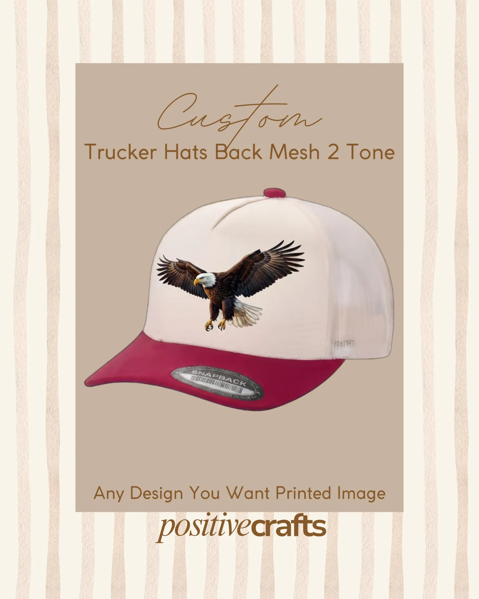Custom Two Tone Trucker Hat With Back Mesh And Printed Image
