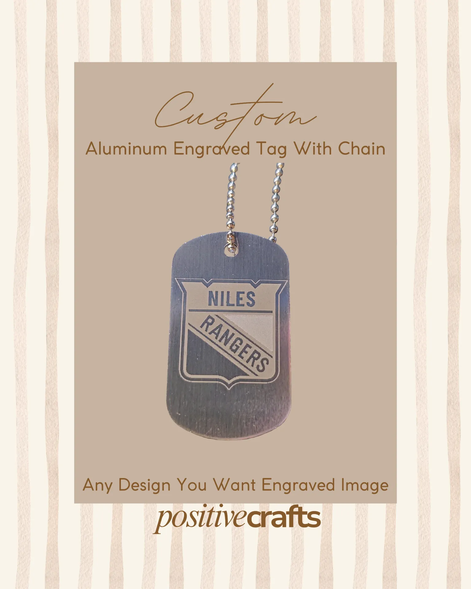 [CRAMLT50X25MM001FG] Custom Rectangle Aluminum Military Like Tag 50X25 MM