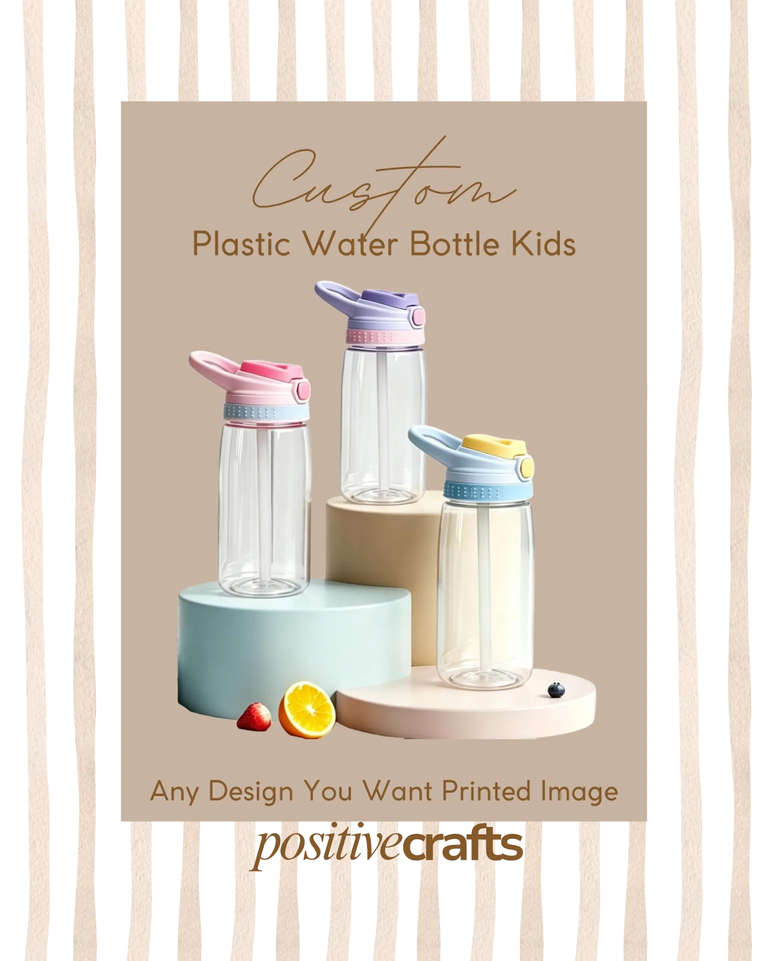 Custom Water Bottle For Kids with Straw Lid And Handle Plastic Wide Mouth Leak Proof 16 OZ