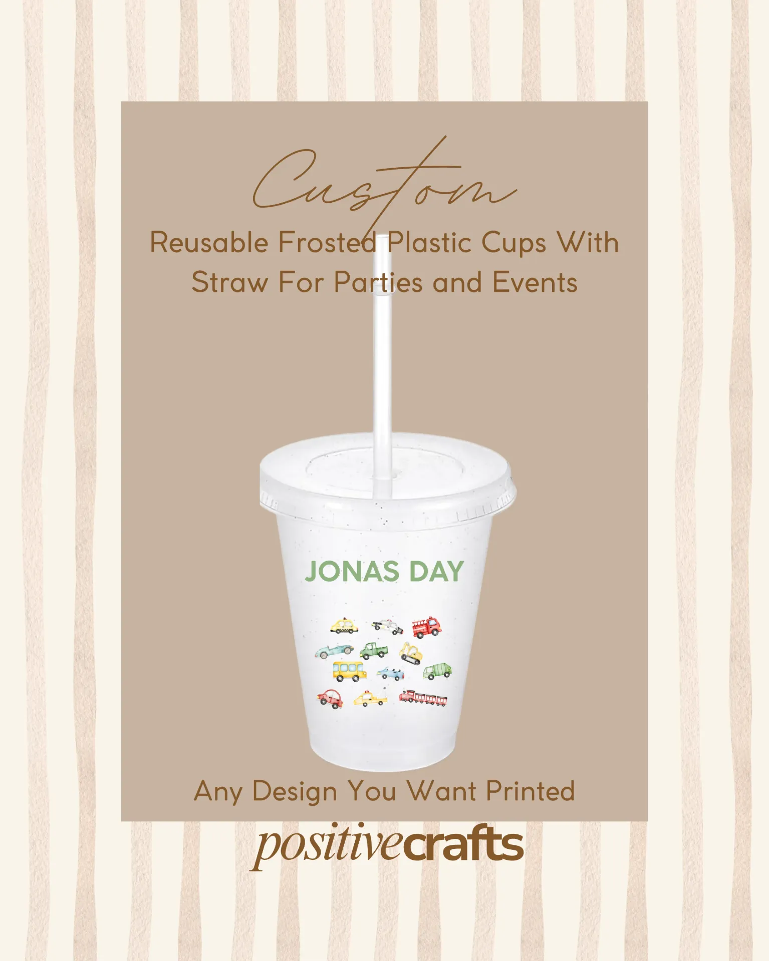 [CCFCWLASFG00116OZ] Custom Clear Frosted Cups With Lid And Straw 16 OZ