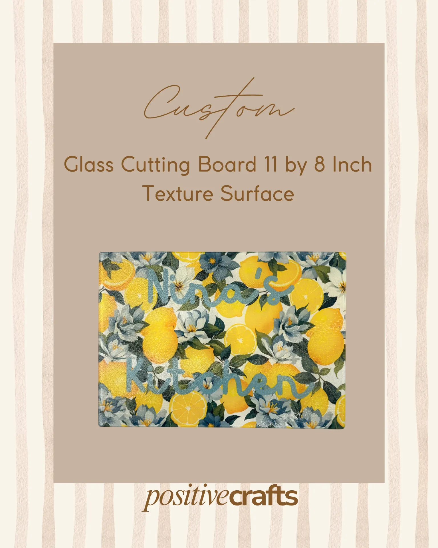 [CGCB001FG11X8INWT] Custom Glass Cutting Board 11 X 8 Inch With Texture